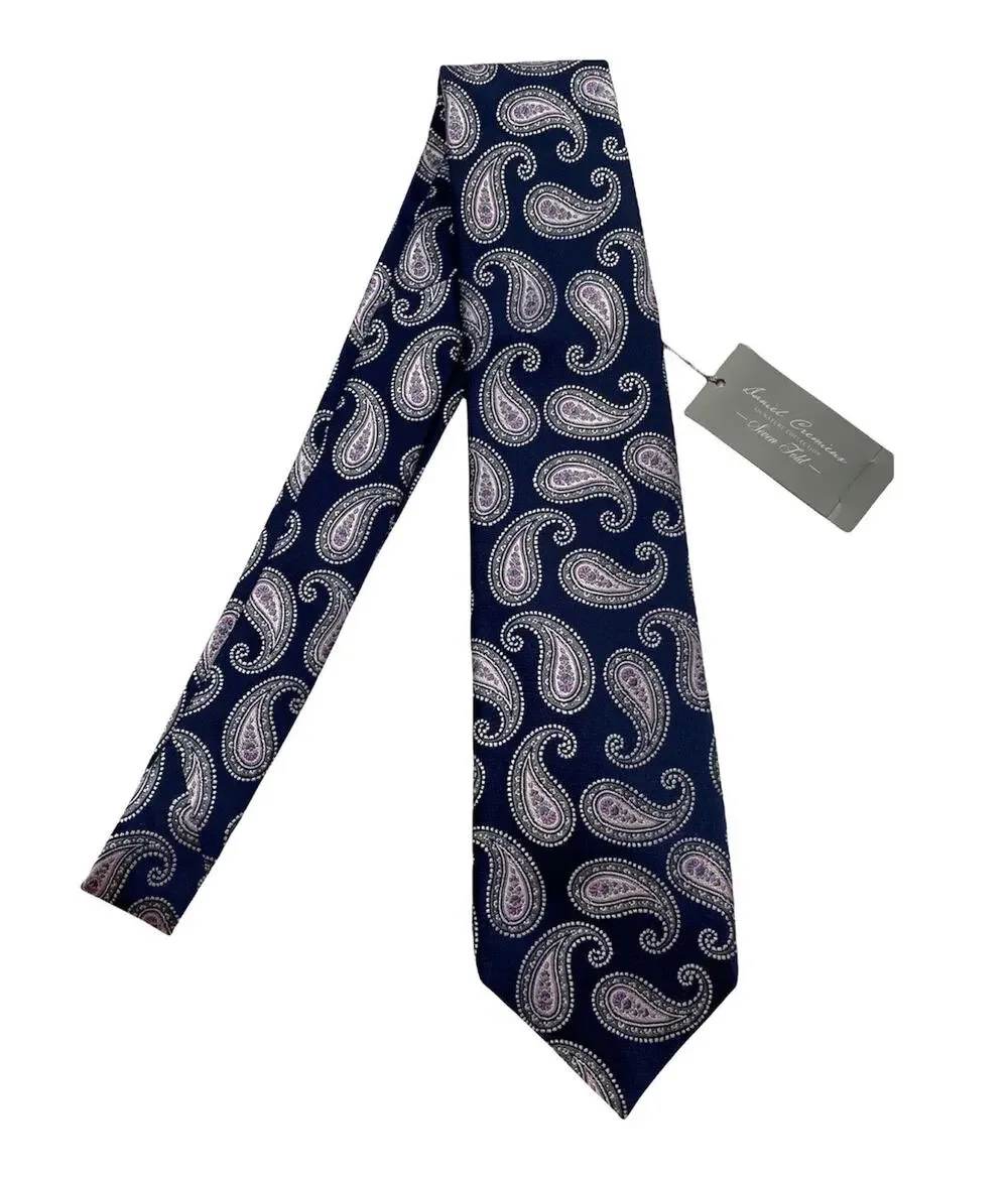 Daniel Cremieux Nwt Blue Paisley Silk Seven 7 Fold Handmade in Italy Neck Tie